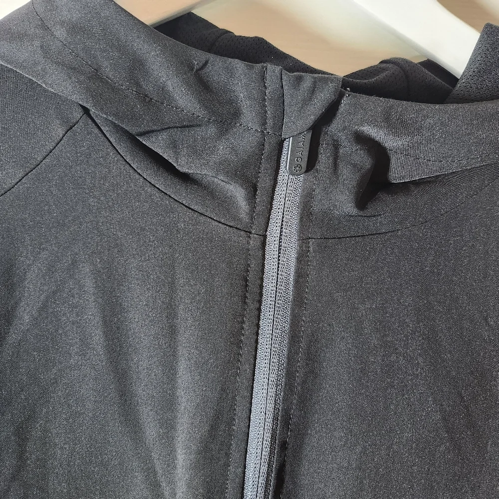GAIAM Mens Black Performance Hooded Jacket Gray Zipper Mens Large